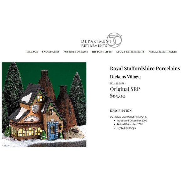 Department 56 Dickens' Village Royal Staffordshire Porcelains Lighted #58481 - Picture 10 of 10